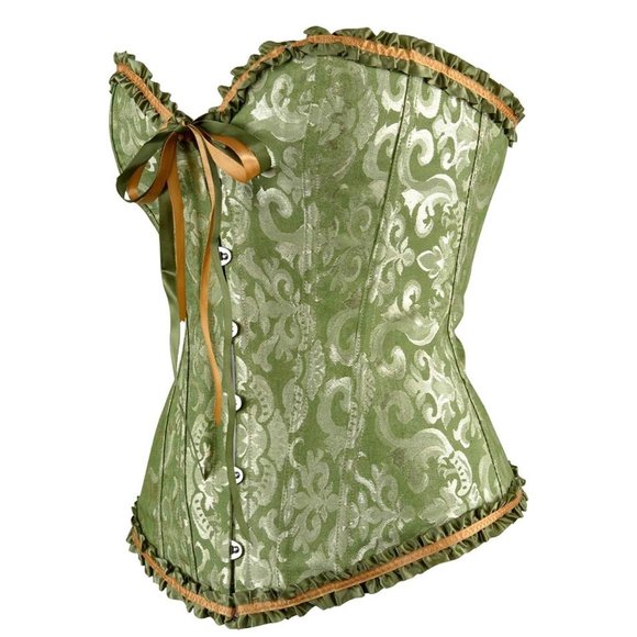 frawirshau Women's Lace Up Boned Overbust Corset Bustier Lingerie Bodyshaper Top - Picture 4 of 8